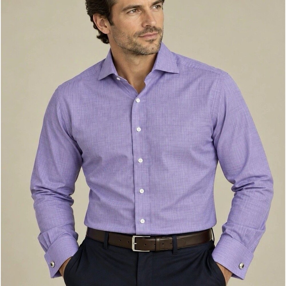 Ralph Lauren Purple Label Mens 15.5 Purple Dress Shirt French Cuff Italy